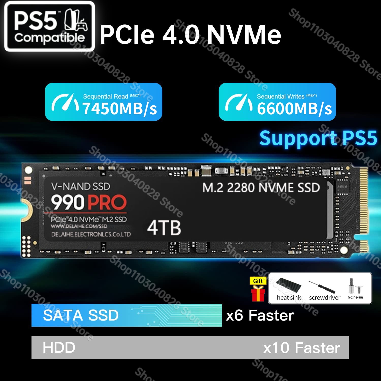 NVME M2 SSD Nvme  ϵ ̺, PCIe 4.0x4 2280 濭 SSD, Sata Nmve  ϵ ̺, PS4 PS5 Ʈ ũž PC, 7400 Mb/s, 4TB, 2T